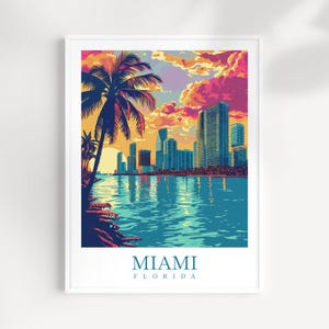 Miami print Travel Poster Wall Art Florida Wall Hanging Home Décor Miami Gift Art Lovers Miami Art Lover Gift Miami Florida art