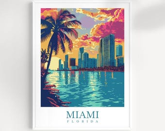 Miami Reiseposter: Florida Wand Kunst Druck