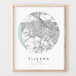Impresión de mapa de Tijuana, póster de mapa de Tijuana, arte de pared de la ciudad, mapa de carreteras de Tijuana, decoración de mapa de calles de Tijuana, regalo de oficina, L184v4