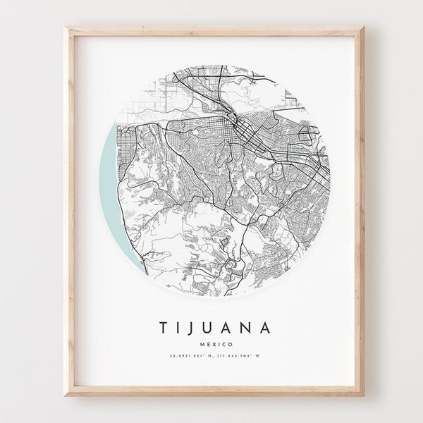 Tijuana Map Print, Tijuana Map Poster City Wall Art, Tijuana Road Map, Tijuana Print Street Map Decor, Office Gift, L184v4