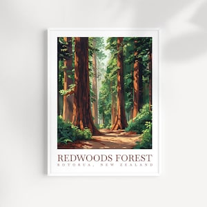 Rotorua Redwoods ForestTravel Print Wall Art Rotorua Wall Hanging Home Décor Rotorua Gift Art Lovers New Zealand Rotorua Poster