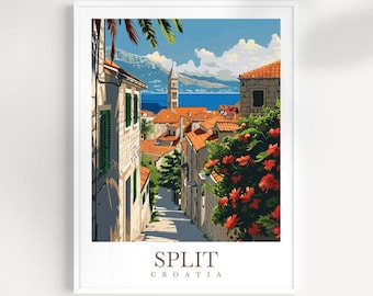 Split Croatia Travel Poster: Coastal City Wall Art