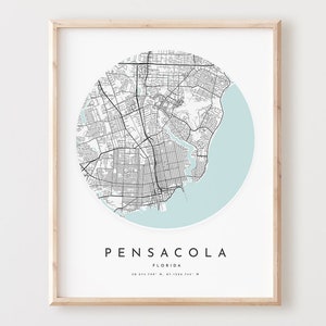 Impressão de mapa de Pensacola, mapa de Pensacola pôster arte de parede da cidade, mapa de estradas Fl, decoração de mapa de rua com impressão da Flórida, presente de escritório, L469v4