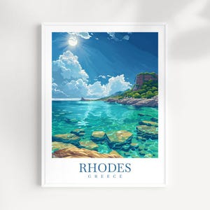 Rhodes Greece Travel Print: Coastal Wall Art