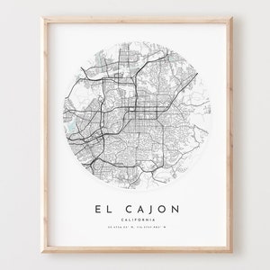 El Cajon Karte Print, El Cajon Karte Poster Stadt Wandkunst, Ca Straßenkarte, Kalifornien Druck Straßenkarte Dekor, Büro Geschenk, L856v4