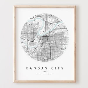 Impresión de mapa de la ciudad de Kansas, póster de mapa de la ciudad de Kansas, arte de pared de la ciudad, mapa de carreteras de Ks, decoración de mapa de calles de Kansas, regalo de oficina, L698v4