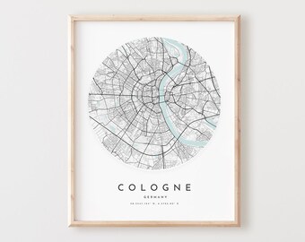 Cologne Map Print: Minimalist City Street Map Poster