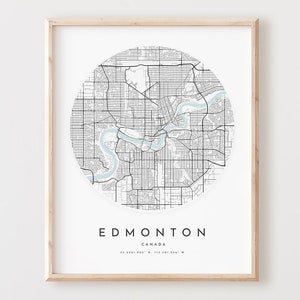 Edmonton Karte Drucken, Edmonton Karte Poster Stadt Wandkunst, Edmonton Straßenkarte, Edmonton Straßenkarte Dekor, Büro Geschenk, L256v4
