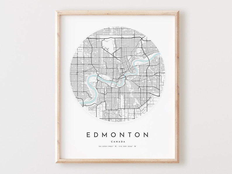 Edmonton Map Print Edmonton Map Poster City Wall Art Etsy