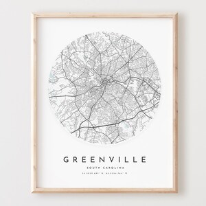 Greenville Karte, Greenville Karte Poster Stadt Wandkunst, Sc Straßenkarte, South Carolina Straßenkarte Dekor, Büro Geschenk, L403v4
