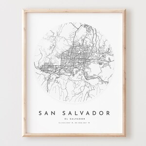 Impressão de mapa de San Salvador, mapa de San Salvador pôster arte da parede da cidade, mapa de estradas de San Salvador, decoração de mapa de ruas de impressão de San Salvador, escritório L207v4