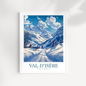 Val d’Isère Reisedruck Wandkunst Frankreich Wandbehang Val d’Isère Wohnkultur Val d’Isère Geschenk Kunstliebhaber Frankreich Kunstwerk Val d’Isère