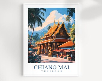 Chiang Mai Thailand Kunstdruck: Thailändischer Tempel, asiatisches Dekor