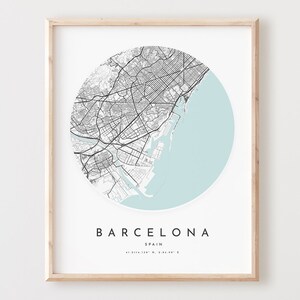 Barcelona kaart print, Barcelona kaart poster stad muur kunst, Barcelona wegenkaart, Barcelona print stratenplan decor, kantoorcadeau, L53v4