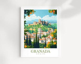 Granada Spain Travel Poster: Andalusian Wall Art