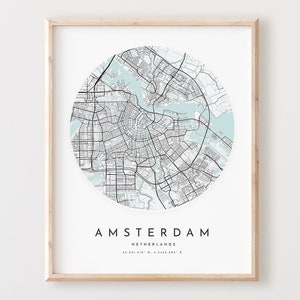 Amsterdam Karte Drucken, Amsterdam Karte Poster Stadt Wandbild, Amsterdam Straßenkarte, Amsterdam Karte Dekor, Büro Geschenk, L261v4