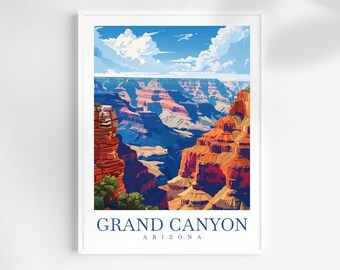 Grand Canyon Art Print: Illustrated Arizona Desert Landscape