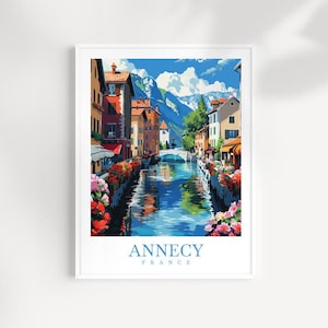 Annecy Travel Print France Home Decor Cityscape Art Print Annecy Wall Art for Travel Enthusiast Gift Annecy Wall Hanging Annecy France