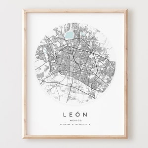 Impressão de mapa de León, mapa de León pôster arte de parede da cidade, mapa de estradas de León, decoração de mapa de rua com impressão de León, presente de escritório, L197v4