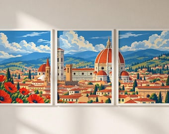 Florence Italy Set of 3 Prints, Florence Print Wall Art, Florence Triptych Posters, Italy Travel Decor