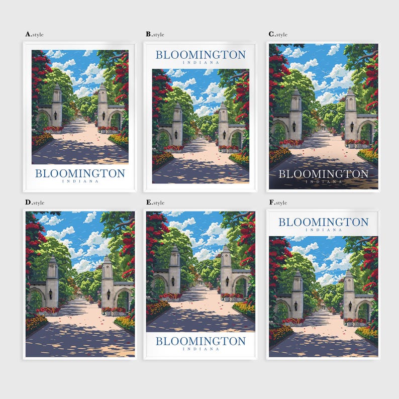 Bloomington Travel Print Cityscape Print Indiana Home Decor USA City
