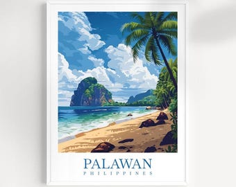 Palawan Philippines Travel Poster: Tropical Beach Wall Art