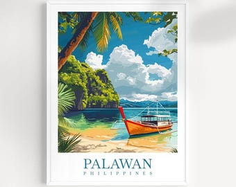 Palawan Philippines Travel Poster: Tropical Island Wall Art