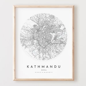 Kathmandu Map Print, Kathmandu Map Poster Stadt Wandkunst, Kathmandu Road Map, Kathmandu Print Straßenkarte Dekor, Büro Geschenk, L288v4