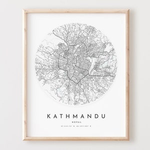 Kathmandu Map Print, Kathmandu Map Poster City Wall Art, Kathmandu Road Map, Kathmandu Print Street Map Decor,  Office Gift, L288v4