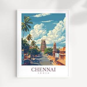 Chennai Reise Print Wand Kunst Indien Wandbehang Dekoration Chennai Geschenk Kunstliebhaber Wand Kunst Print Chennai India