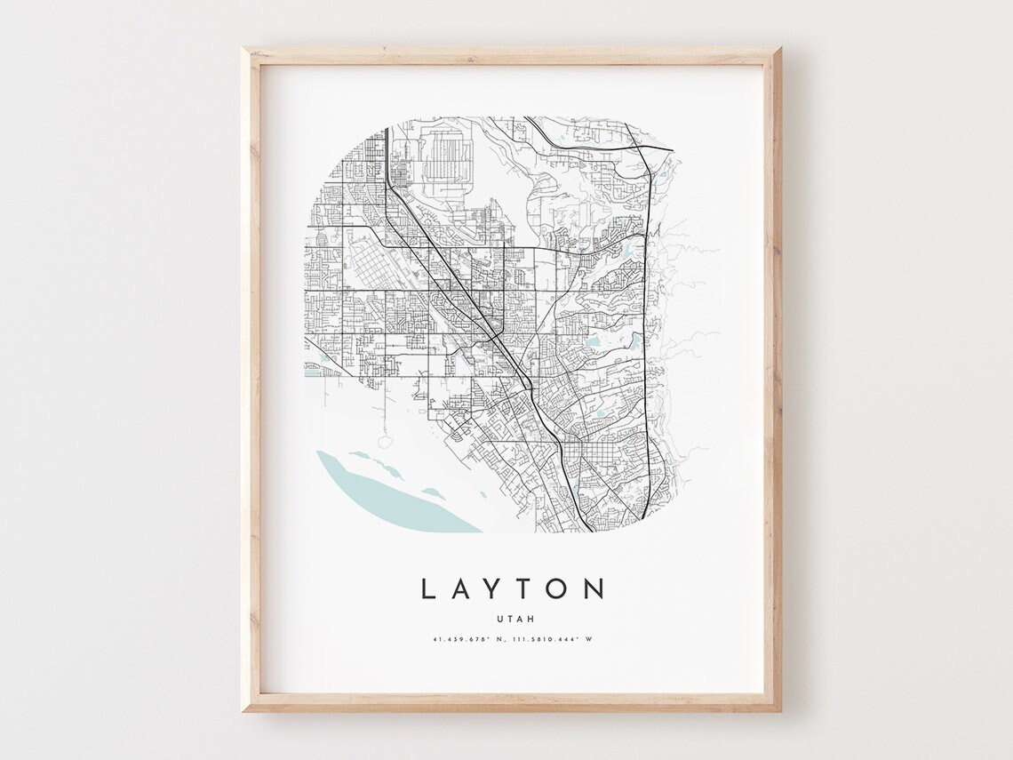 Layton Map Poster Layton Map Print City Wall Art Ut Road Etsy