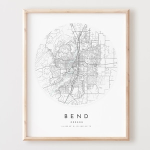 Impressão de mapa dobrado, pôster de mapa dobrado, arte de parede de cidade ou mapa de estrada, decoração de mapa de rua com impressão de Oregon, presente de escritório, L871v4