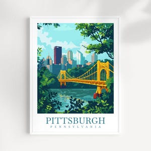Pittsburgh Travel Print Wall Art Pittsburgh Wall Hanging Home Décor Pittsburgh Gift Art Lovers Pennsylvania Art Lover Travel Poster