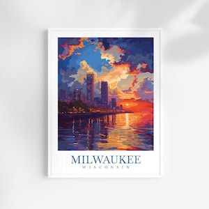 Milwaukee Wisconsin Travel Print Wall Art Wall Hanging Home Décor Milwaukee Gift Art Lovers Milwaukee Art Lover Gift Milwaukee Artwork