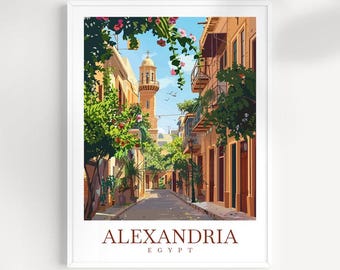 Alexandria Ägypten Reiseposter: Vintage Style Wandkunst