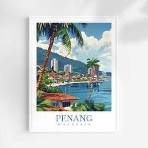 Penang Travel Print Malaysia Wall Decor Penang Poster Penang Travel Print Art Penang Illustration Malaysia Penang gift