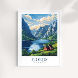Norwegen Fjorde Reise Poster: Skandinavische Wandkunst