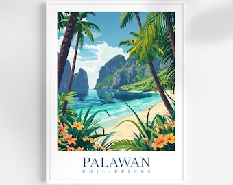 Palawan Philippines Travel Poster: Tropical Island Wall Art