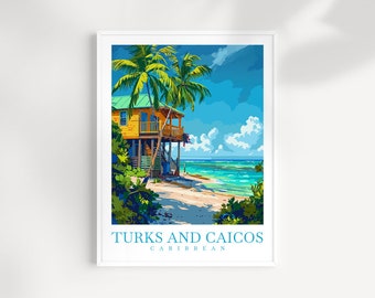 Impression voyage Îles Turques et Caïques Art mural Caraïbes Tenture murale Caraïbes Décoration d'intérieur Îles Turques et Caïques Cadeau Amateurs d'art Art mural Caraïbes