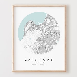 Kaart van Kaapstad afdrukken, kaart van Kaapstad poster, kunst aan de muur stad, wegenkaart van Kaapstad, afdrukken van Kaapstad, stratenplan decor, kantoorcadeau, L91v4