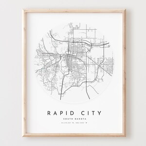 Schnell Stadt Karte Poster, Schnell Stadt Karte, Poster Stadt Wandbild, Sd Straßenkarte, South Dakota Karte Dekor, Büro Geschenk, L942v4