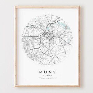 Impresión de mapa de Mons, póster de mapa de Mons, arte de pared de ciudad, mapa de carreteras de Mons, decoración de mapa callejero de Mons, regalo de oficina, L923v4