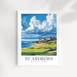 Impression paysage urbain de St Andrews Écosse Décoration d&#39;intérieur Ville européenne Impression d&#39;art Art mural St Andrews Écosse cadeau pour amateur Tenture murale St Andrews