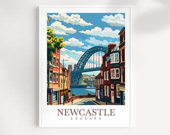 Newcastle England Travel Print: Tyne Bridge Wall Art