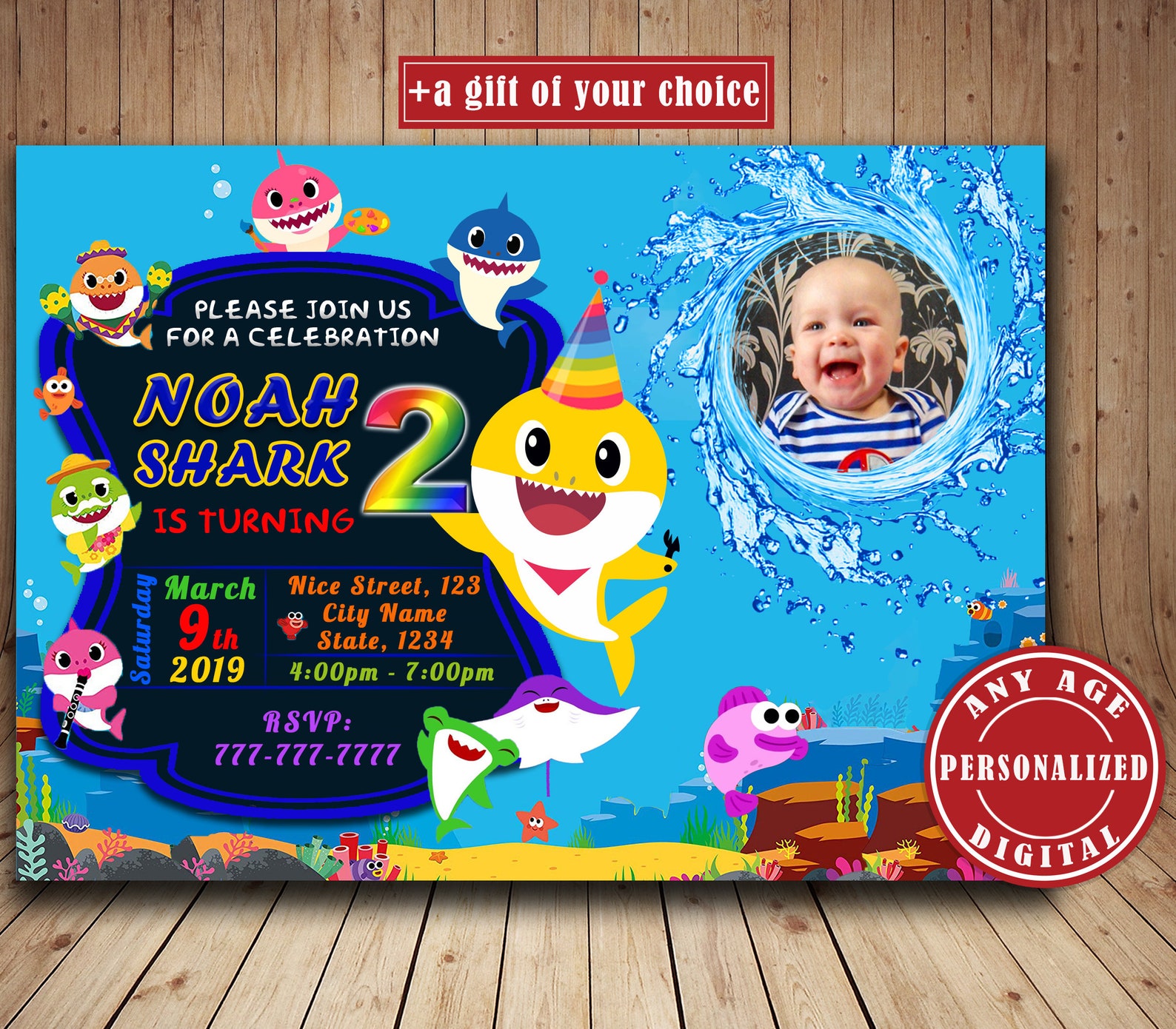 Baby Shark Birthday Invitations