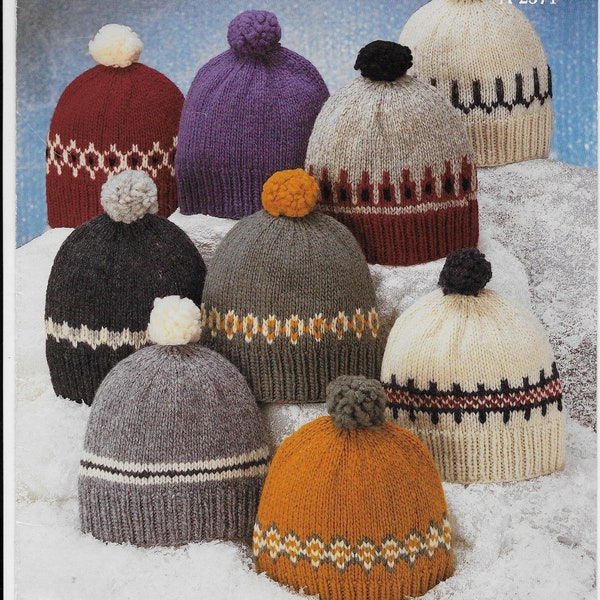 PDF #2571A White Buffalo Lopi Knitting Pattern Elena Hats in Three Sizes  Bulky Yarn ***INSTANT DOWNLOAD***
