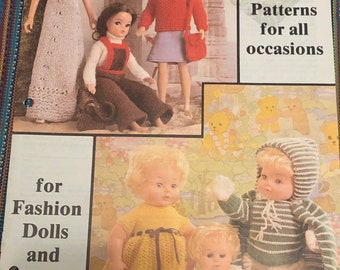 Knitting Patterns Doll Fashions Patterns for Baby Dolls and Fashion Dolls Mary Maxim 7982