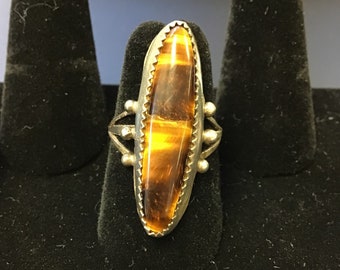 Tigers Eye Navajo Statement Ring / Authentic Made / Traditional Jewelry / Native American Art