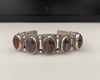 Sterling Silver / Red Tiger Eye Multi-stone Bracelet / Authentic Navajo Made / Native American Jewelry