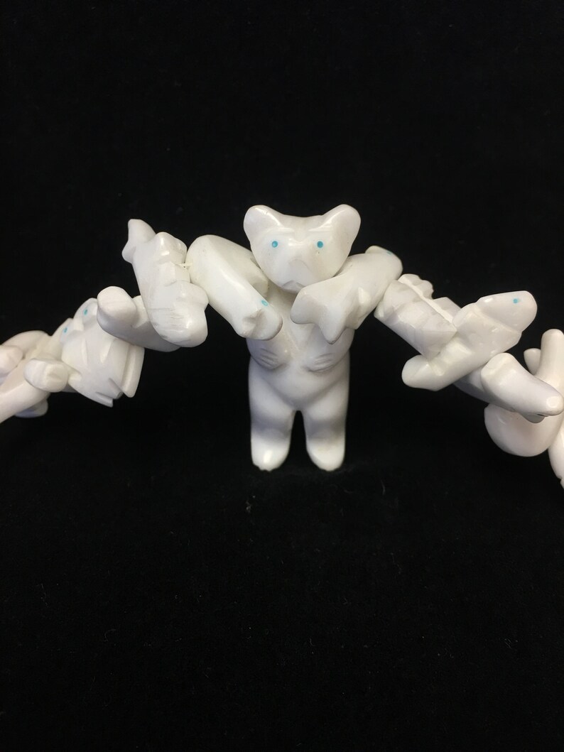 Animal Stone Necklace w Bear Pendent Stone